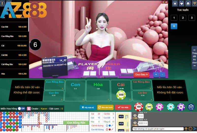 Dealer chia bài và tính điểm cho hai cửa Dealer chia bài và tính điểm cho hai cửa