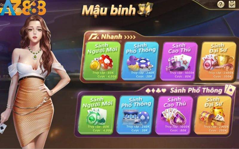 Các sảnh chơi bài Mậu Binh hiện có tại nhà cái AZ888 Các sảnh chơi bài Mậu Binh hiện có tại nhà cái AZ888