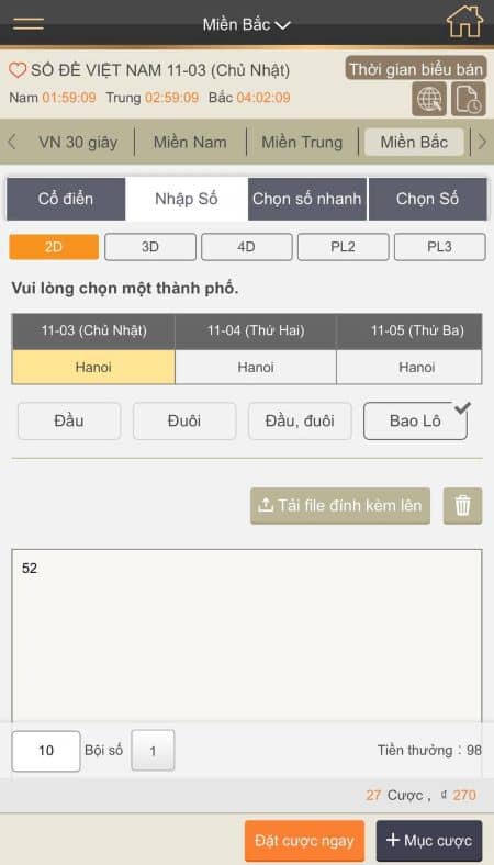 Chọn số bạn muốn đặt cược, sau đó nhập số tiền cược Chọn số bạn muốn đặt cược, sau đó nhập số tiền cược