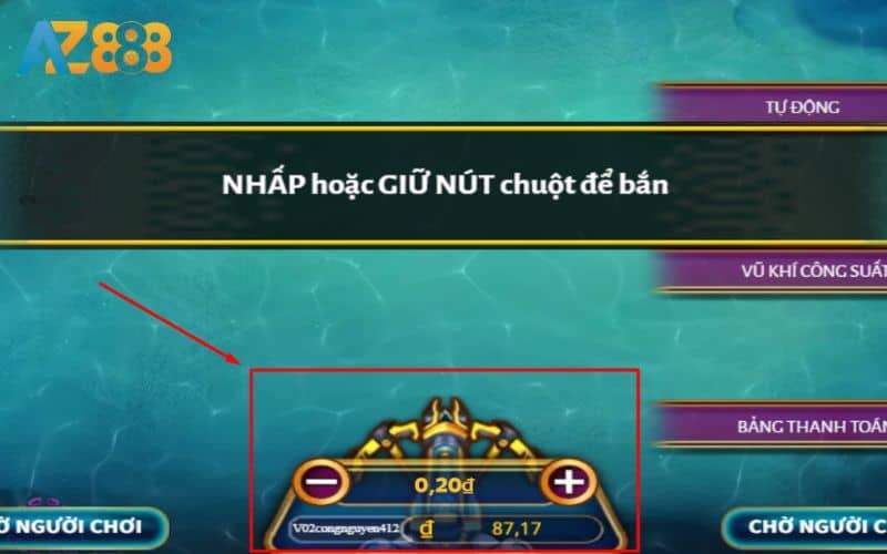 Điều chỉnh tiền cược ở nòng súng và bắn cá Điều chỉnh tiền cược ở nòng súng và bắn cá